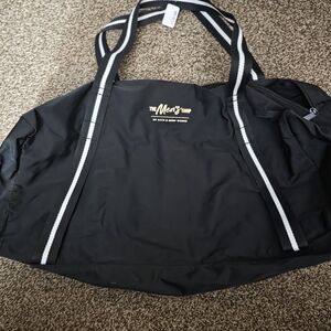 Bath & Body Works Black Duffel Bag with White Stripes Bnwt